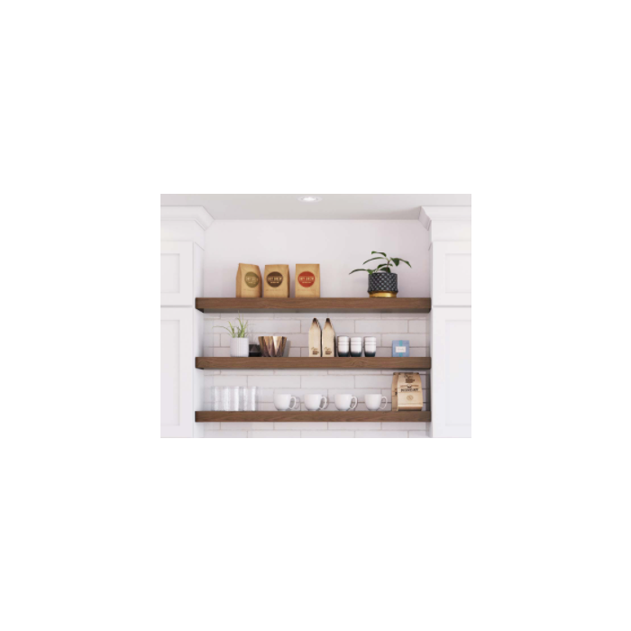 RTA Milan White Gloss 36" Floating Walnut Shelf