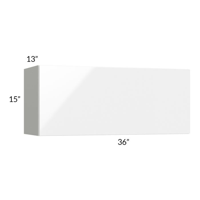 RTA Milan White Gloss 36" x 15" Lift-Up Door Wall Cabinet with 1 Finished Side