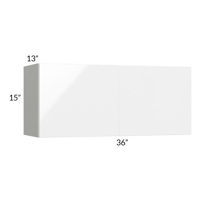 RTA Milan White Gloss 36" x 15" Wall Cabinet with 2 Finished Sides