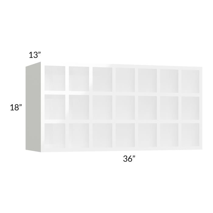 RTA Milan White Gloss 36" x 18" Wine Rack Cabinet with 2 Finished Sides