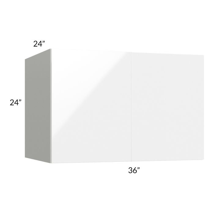 RTA Milan White Gloss 36" x 24" x 24" Wall Cabinet with 1 Finished Side
