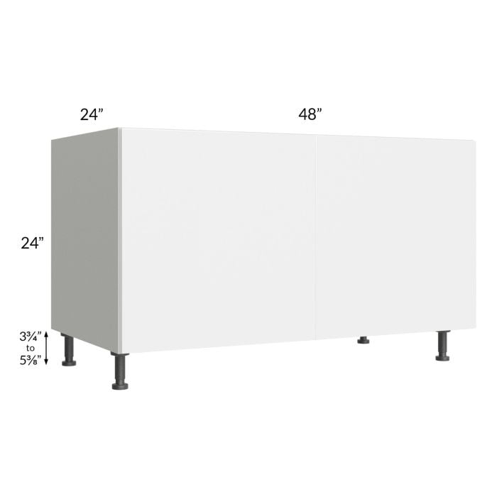 RTA Milan White Gloss 48" 2-Door Range Top Base Cabinet with 1 Heat Shield
