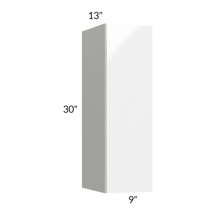 RTA Milan White Gloss 9" x 30" Wall Cabinet-Left Hinged
