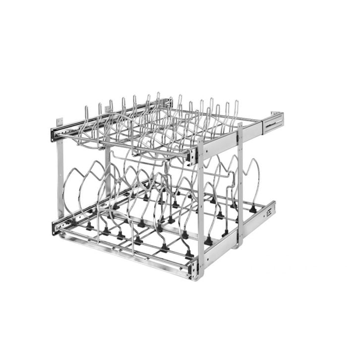 RTA Milan White Gloss Two-Tier Cookware Organizer for 24" Base Cabinet