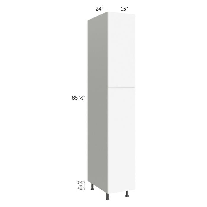 RTA Milan White Matte 15" x 24" x 90" Pantry Cabinet (24" depth)-Left Hinged with 2 Finished Sides