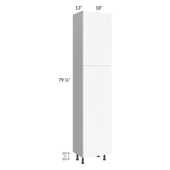 RTA Milan White Matte 18" x 13" x 84" Pantry Cabinet (13" depth)-Right Hinged with 1 Finished Side