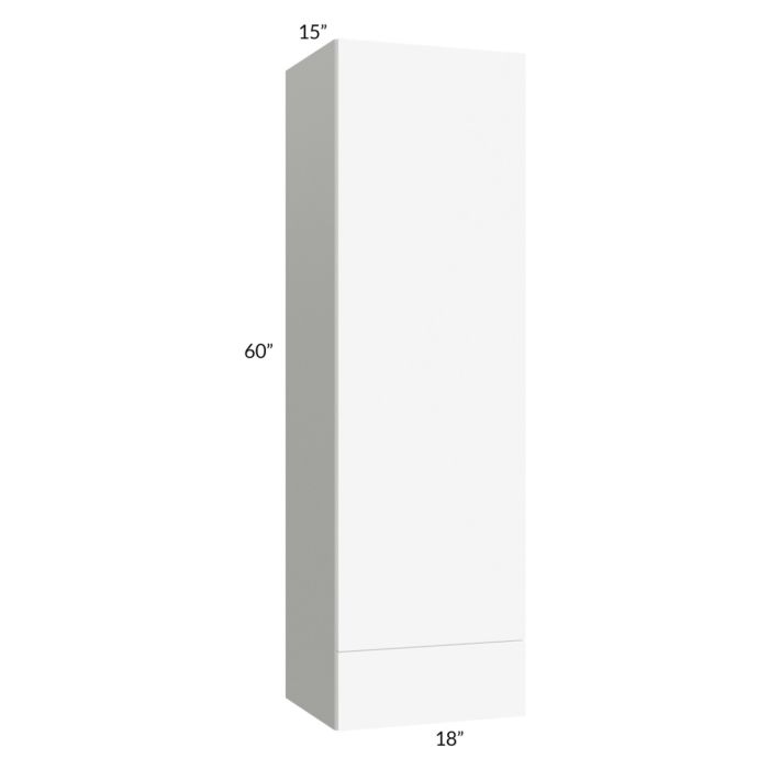 RTA Milan White Matte 18" x 60" x 15" Wall Cabinet-Right Hinged with Drawers and 1 Finished End Panel