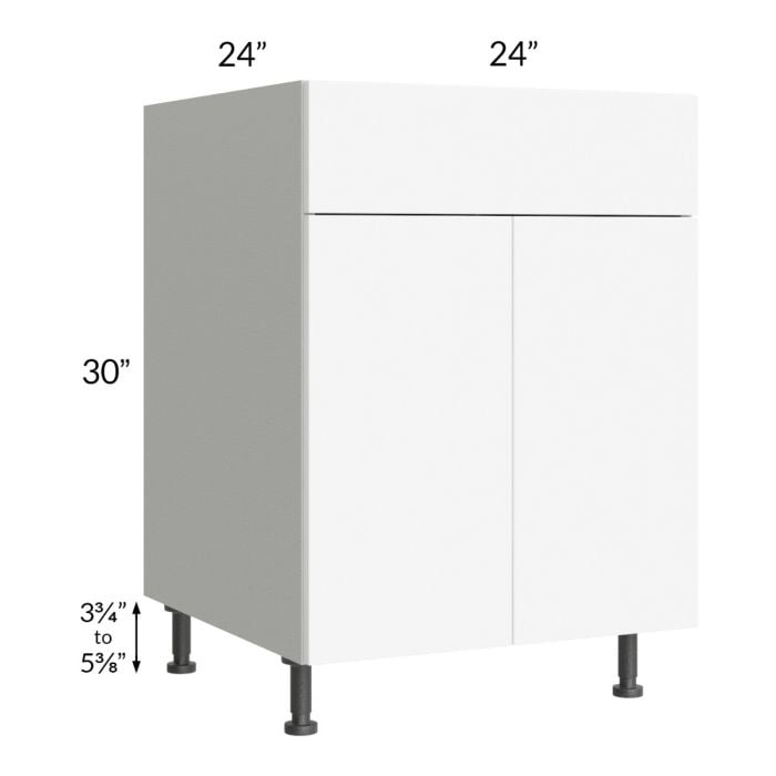 RTA Milan White Matte 24" Base Cabinet with 2 Finished Sides and 1 Roll Out Tray