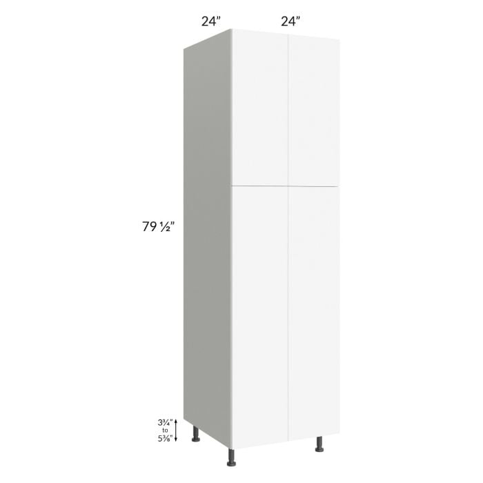 RTA Milan White Matte 24" x 24" x 84" Pantry Cabinet (4 doors, 24" depth) with 4 Roll Out Trays