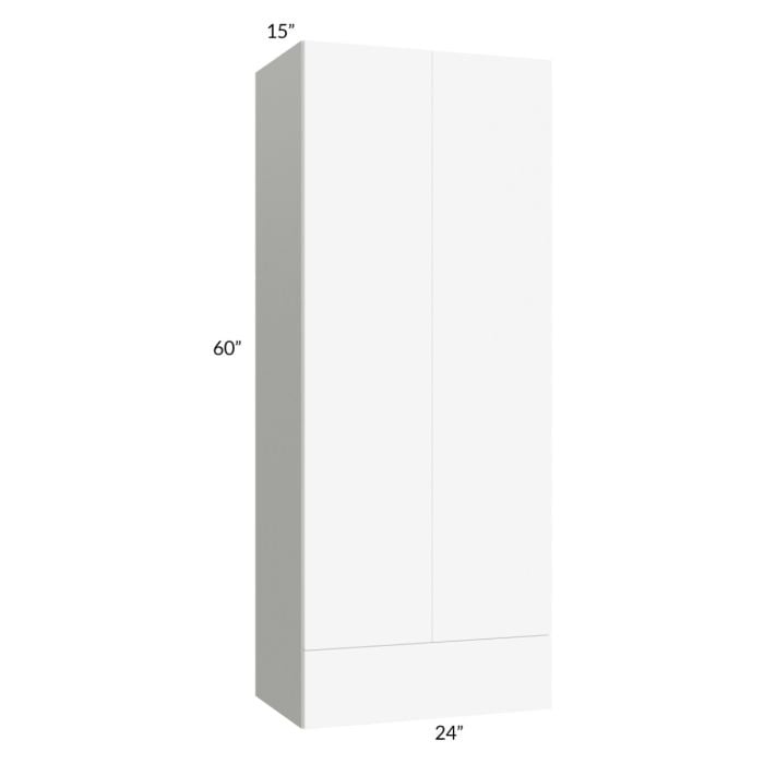 RTA Milan White Matte 24" x 60" x 15" Wall Cabinet Hinged with Drawers and 1 Finished End Panel