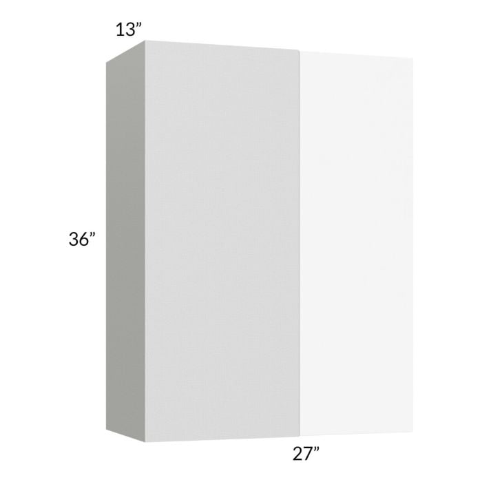 RTA Milan White Matte 27" x 36" Blind Corner Wall Cabinet-Right-Hinged Door on Left with 1 Finished End Panel