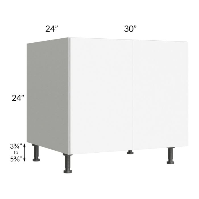 RTA Milan White Matte 30" 2-Door Range Top Base Cabinet with 1 Heat Shield
