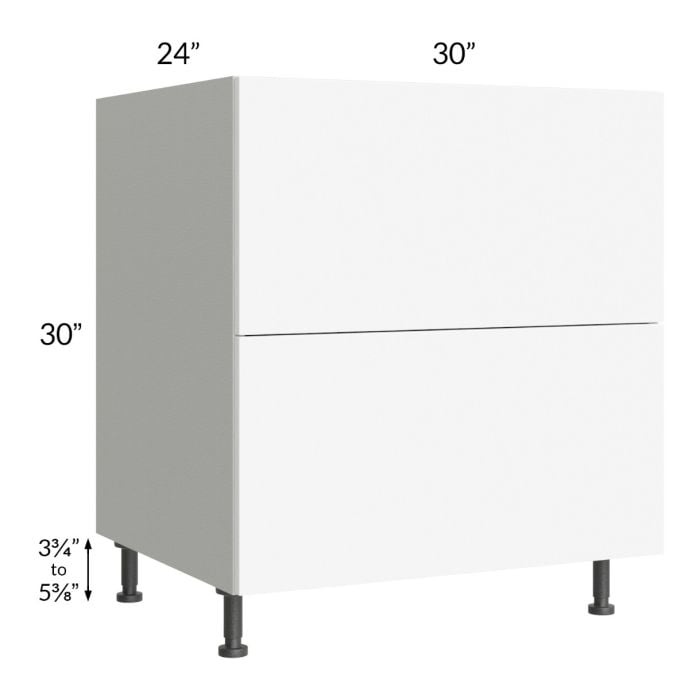 RTA Milan White Matte 30" 2-Drawer Base Cabinet