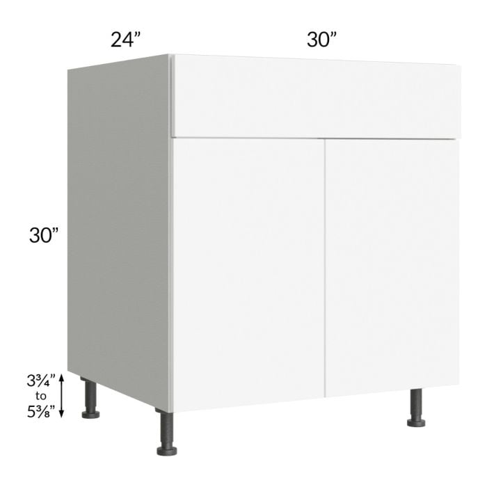 RTA Milan White Matte 30" Sink Base Cabinet with 2 Finished Sides