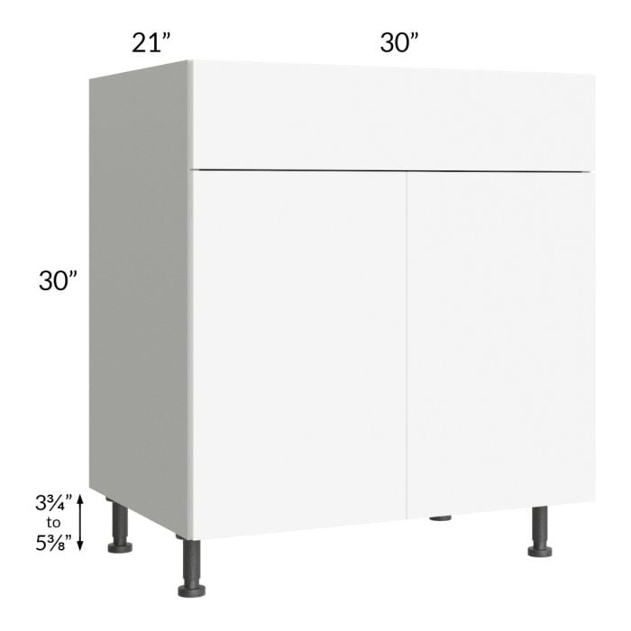 RTA Milan White Matte 30" Vanity Sink Base Cabinet with 1 Finished Side