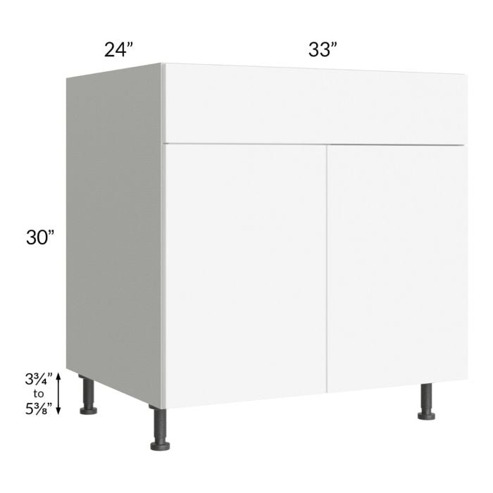 RTA Milan White Matte 33" Sink Base Cabinet with 2 Finished Sides