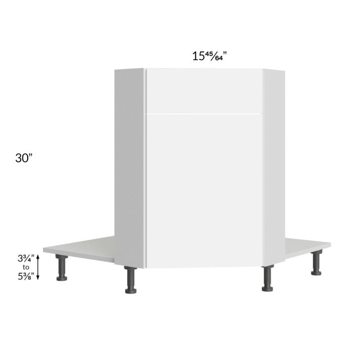 RTA Milan White Matte 36" Diagonal Corner Sink Front-Left Hinged with Sink Tilt-Out