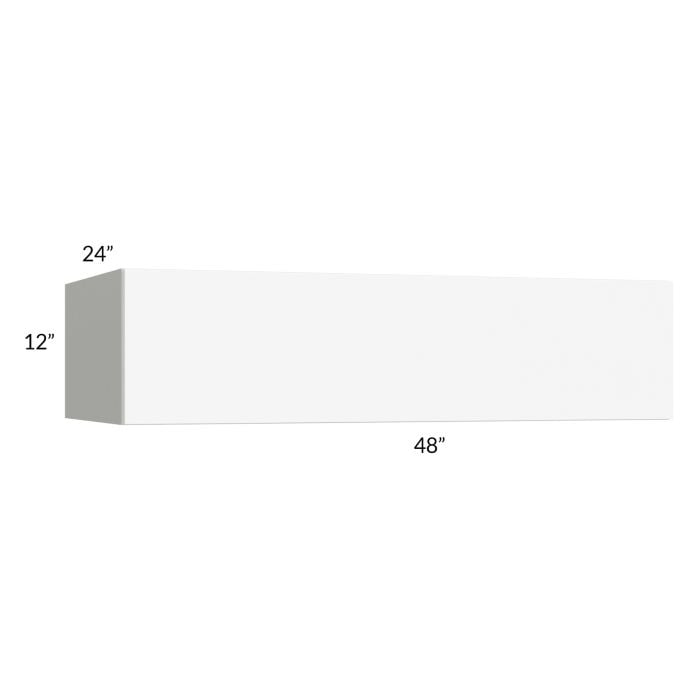 RTA Milan White Matte 48" x 12" x 24" Lift-Up Door Wall Cabinet with 1 Finished End Panel