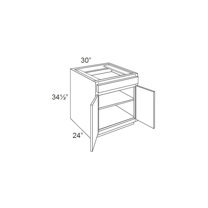 RTA Natural Grey Shaker 30" Base Cabinet with 1 Roll Out Tray and 2 Decorative End Panels