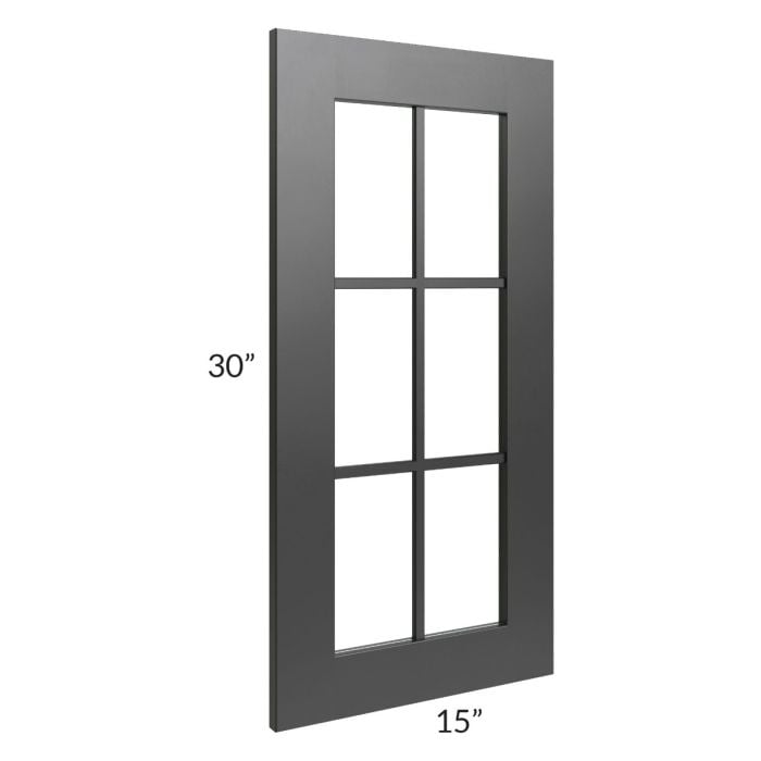 RTA Onyx Black Shaker 24" x 30" Corner Mullion Glass Door
