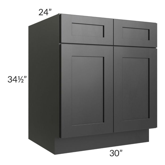 RTA Onyx Black Shaker 30" Base Cabinet with 1 Decorative End Panel