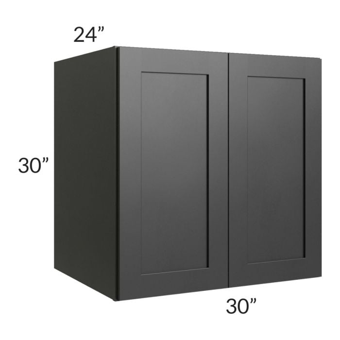RTA Onyx Black Shaker 30" x 30" x 24" Split Pantry Wall Cabinet