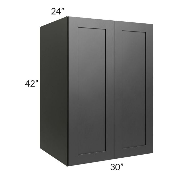 RTA Onyx Black Shaker 30" x 42" x 24" Split Pantry Wall Cabinet