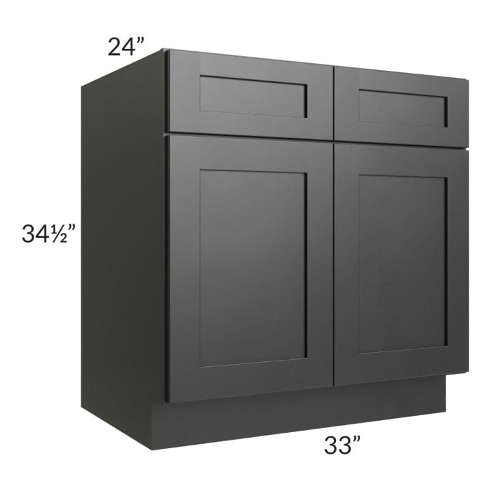 RTA Onyx Black Shaker 33" Base Cabinet with 2 Decorative End Panels