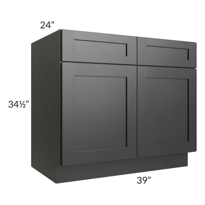 RTA Onyx Black Shaker 39" Base Cabinet with 1 Decorative End Panel