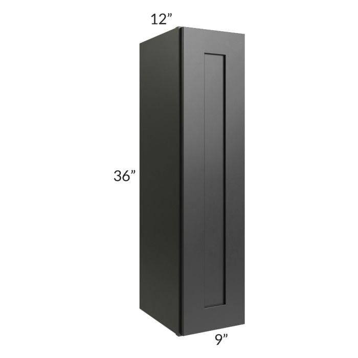 RTA Onyx Black Shaker 9" x 36" Wall Cabinet with 1 Decorative End Panel