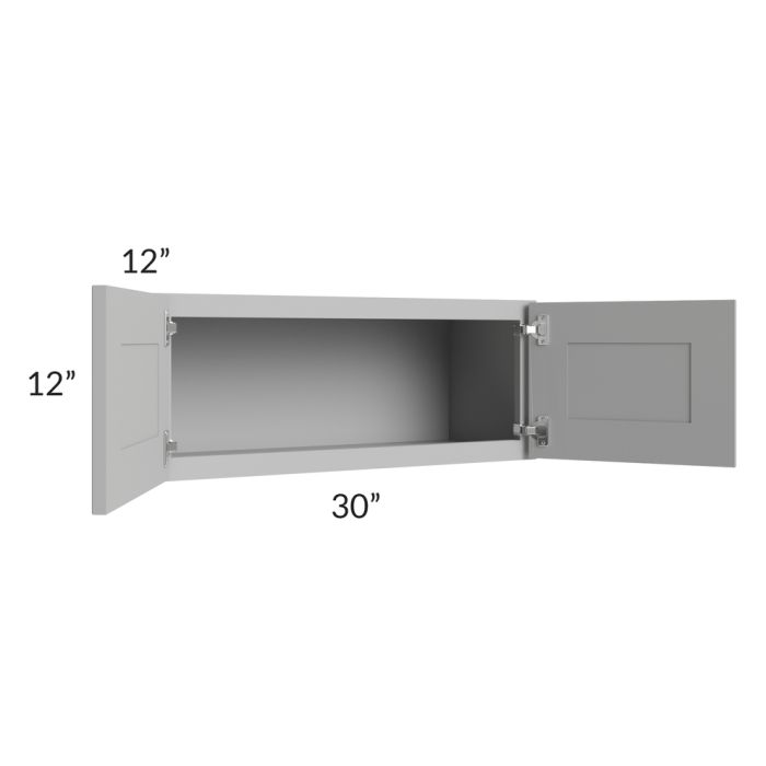 RTA Pewter Grey Shaker 30" x 12" Wall with Glass Door Kitchen