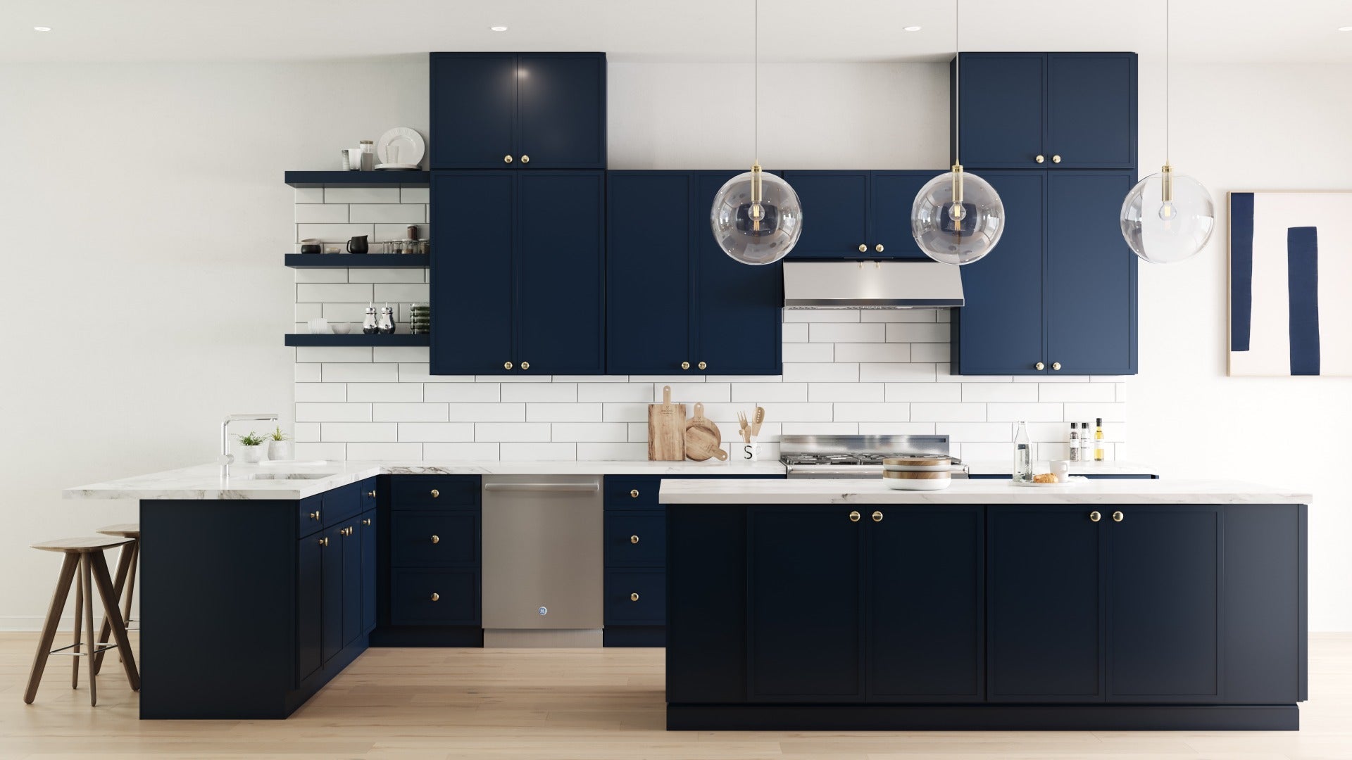 RTA Portland Navy Blue 24" x 12" Wall Cabinet – Kitchen Oasis