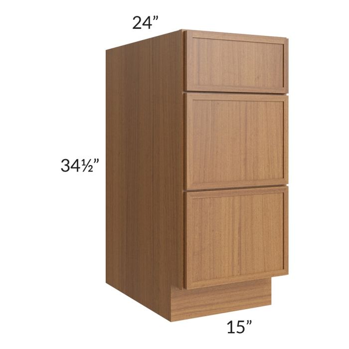 RTA Portland Walnut 15 Drawer Base Cabinet Kitchen Oasis