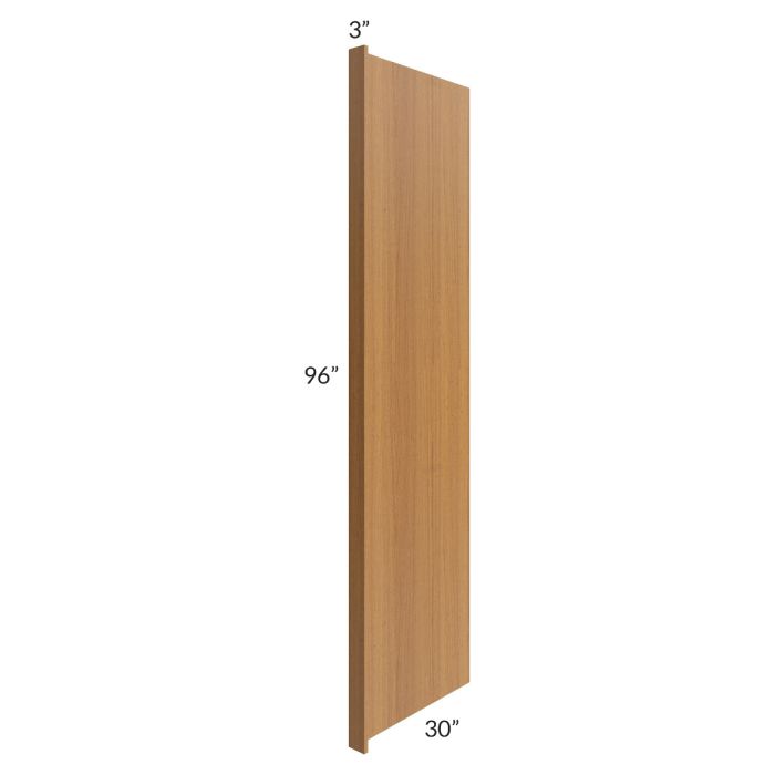 RTA Portland Walnut 30" x 96" Refrigerator End Panel with a 3" Return - No Cut