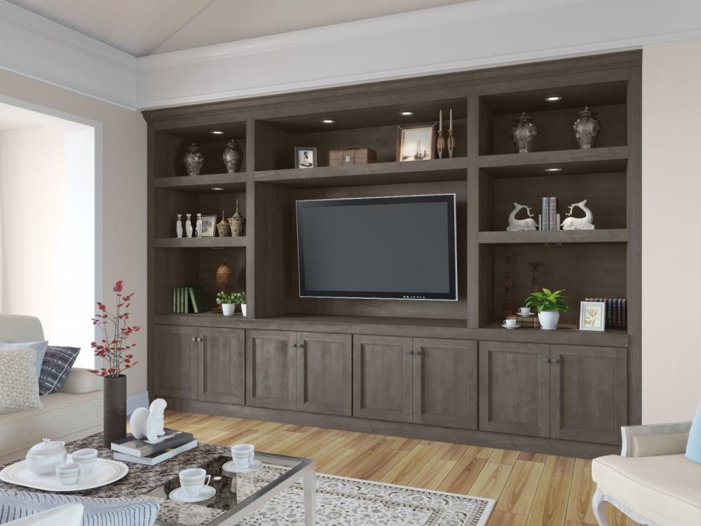 RTA Providence Natural Grey 18" x 96" Wall Pantry with 4 Roll Out Trays