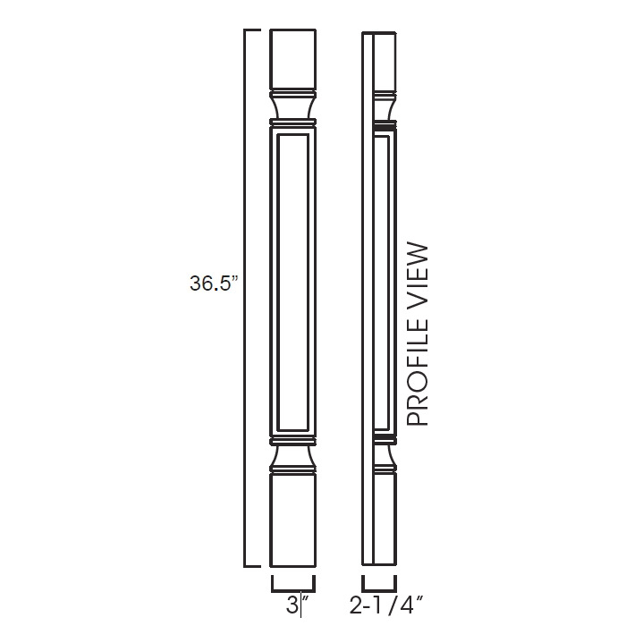 RTA Providence White POLE75-B3x3-TW Decorative Half Leg