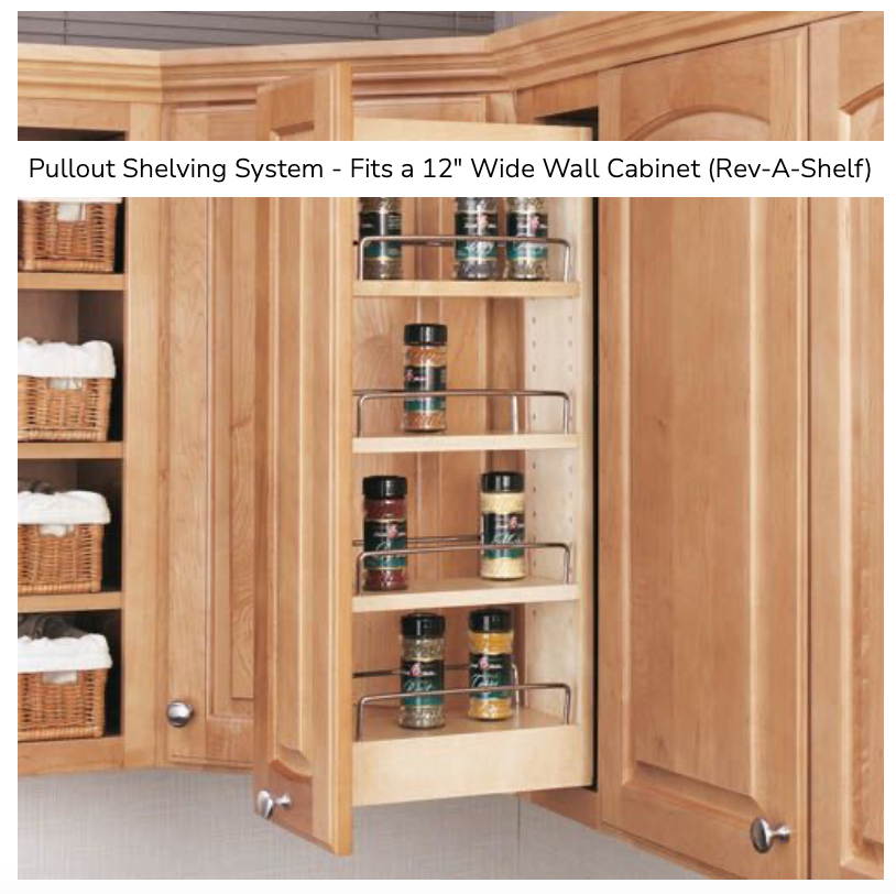 RTA Pullout Shelving System - Fits a 12" Wide Wall Cabinet