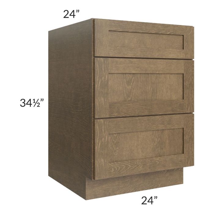 RTA Royal Bronze Shaker 24" 3-Drawer Base Cabinet