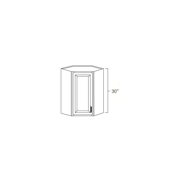 RTA Shale Grey Shaker 24" x 30" Diagonal Corner Wall Cabinet with Mullion Glass Door