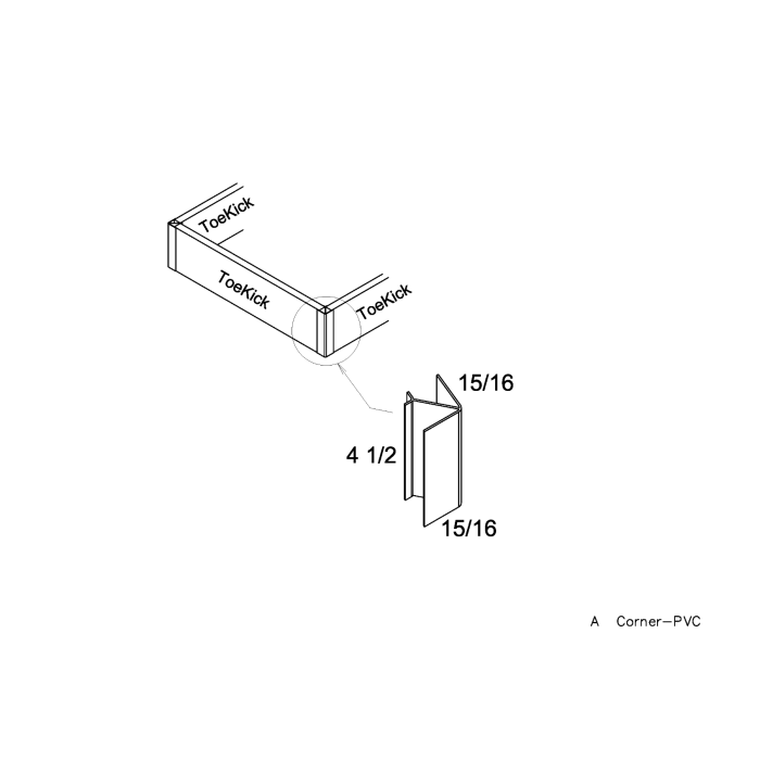 RTA Silver PVC Toe Kick Corner