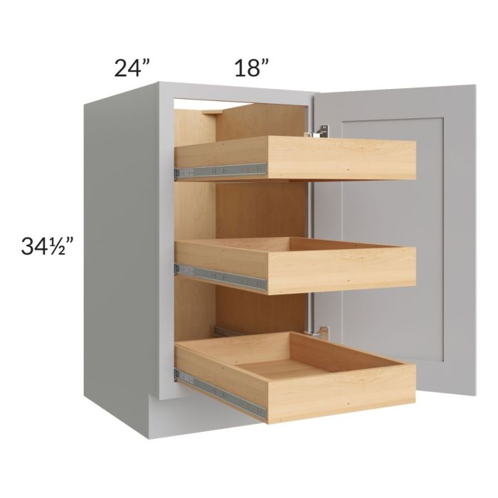 RTA Stone Shaker 18" Full Height Door Base Cabinet with 3 Rollout Tray ...