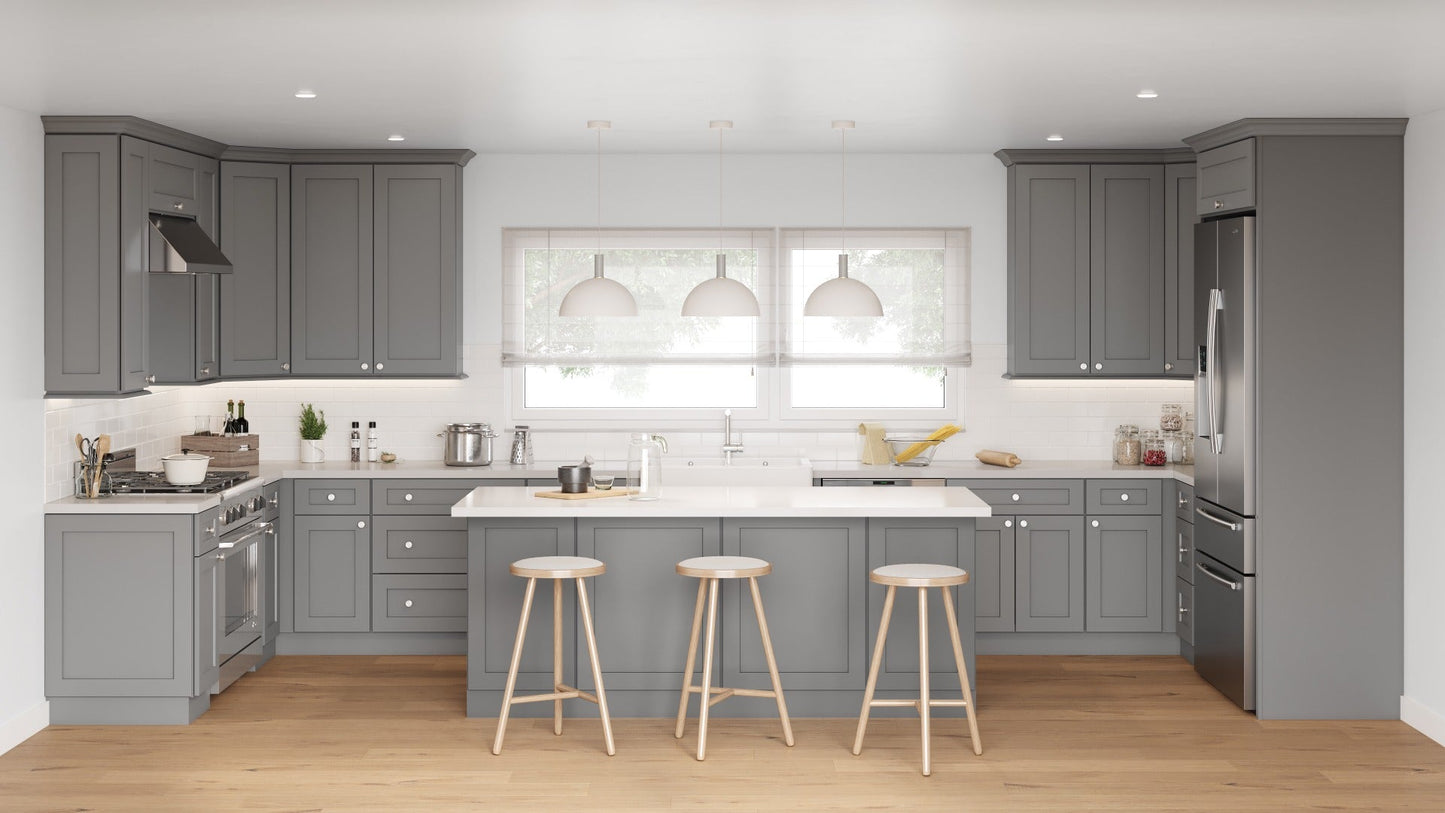 RTA Stratton Light Grey Shaker 36" Lazy Susan Base Cabinet