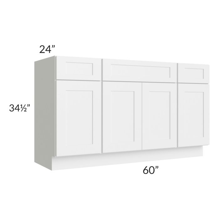 RTA Stratton White Shaker 60" Sink Base Cabinet