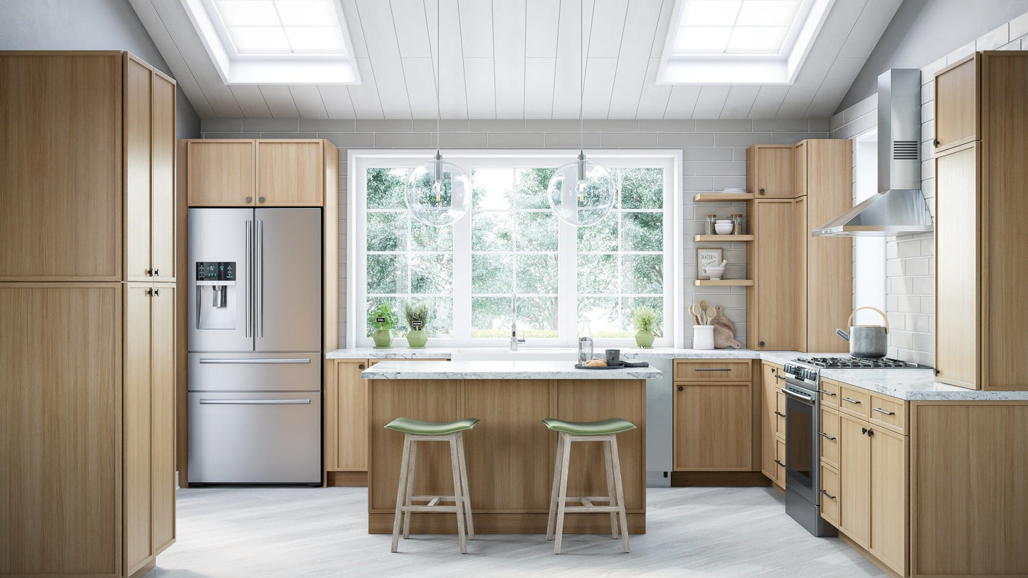 RTA Township Rift Oak 45" Full Height Door Blind Corner Base Cabinet with Pullout - Left (door on right, hinged on left)