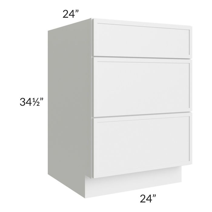 RTA Township White 24" 3-Drawer Base Cabinet with 1 Decorative END Panel