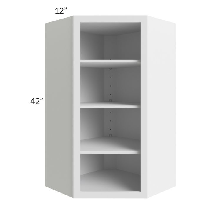 RTA Township White 24" x 42" Wall Diagonal Corner Open Cabinet with 1 Decorative END Panel