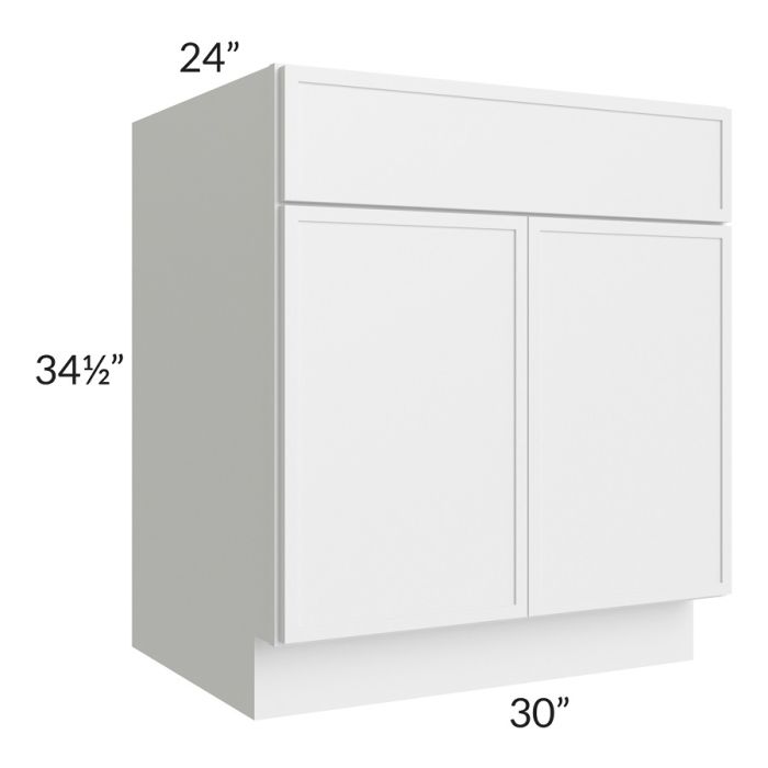 RTA Township White 30" Base Cabinet with 1 Decorative END Panel and 2 Roll Out Trays