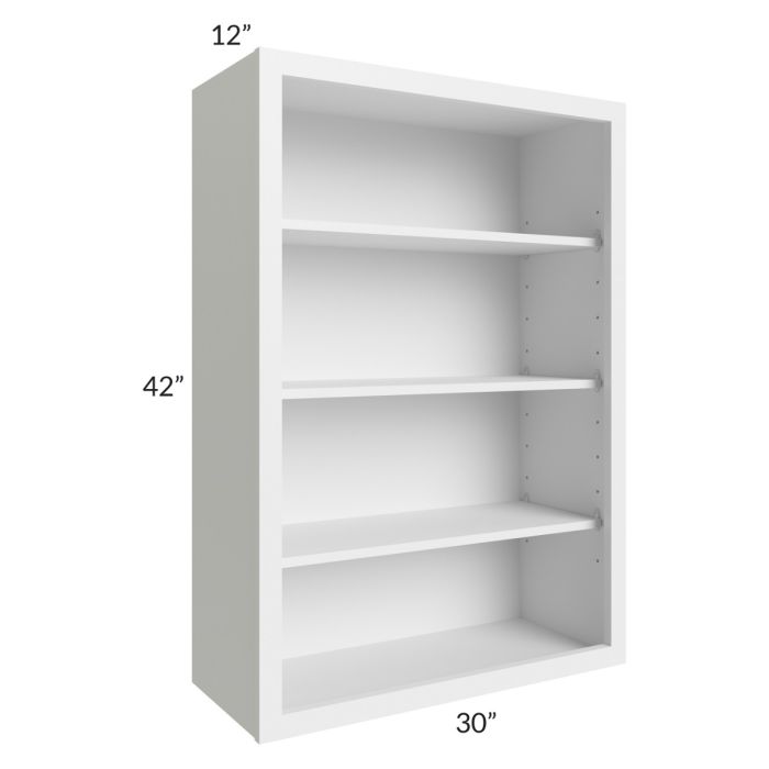 RTA Township White 30" x 42" Wall Open Cabinet with 2 Decorative END Panels