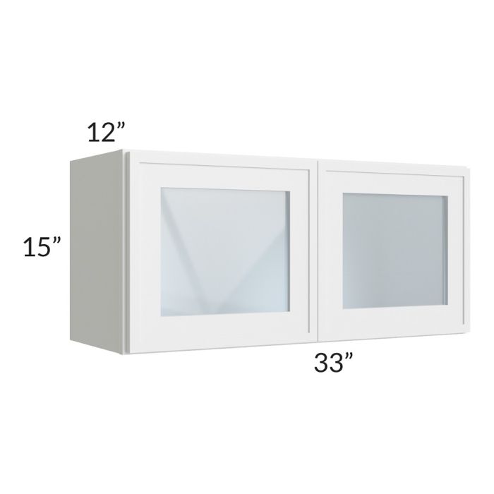 RTA Township White 33" x 15" Wall Glass Door Cabinet