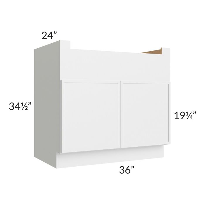 RTA Township White 36" Farm Sink Base Cabinet with 1 Decorative END Panel